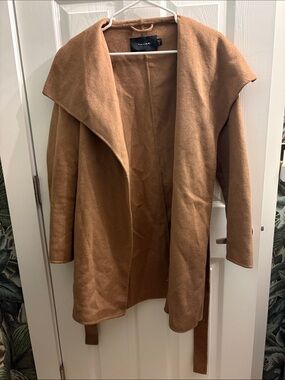 Tahari Camel Open-Front Wrap Coat